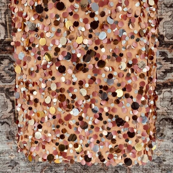 Lovers & Friends Chloe Mini Dress Girls Night Size L Sequin Rose Gold Disco - Picture 6 of 15